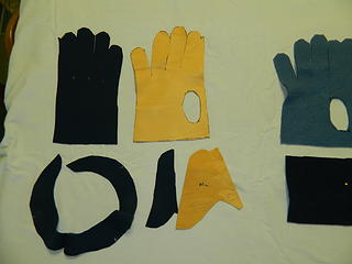 cut out pieces for shelled fleece glove
