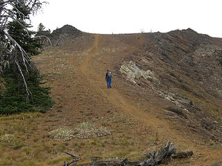 EastKing on steeper dirt section nearing Miller Peak summit. You are about .20 miles from summit here.