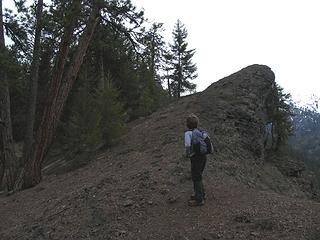 Rock outcrop low on the ridge