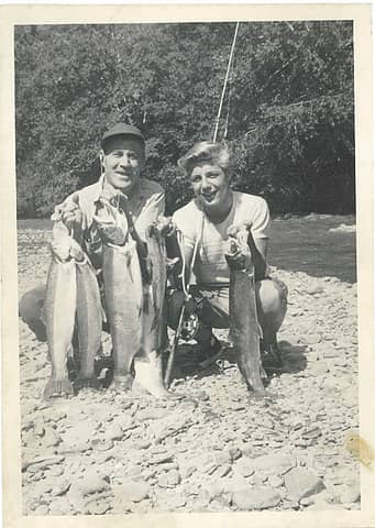 JDK and Chad - Queets River ca. 1953 (photo John Dewitt Kirk Jr.)