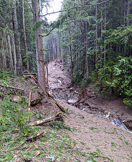 View upstream from the second switchback corner.  Map: location 4