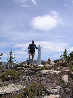 Boundary marker on the ridge to  Sadie's Summit pt. 2395m northern spur