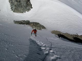 Climbing out of the swale