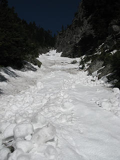 Looking up the gully