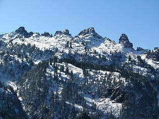 The ridge line above Trapper Creek valley, JUST across from the trail