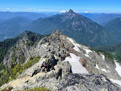 fun catwalk section of trail, Baker & Shuksan in the backgroun