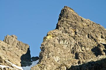 Zoom of Chimney Rock false summit.