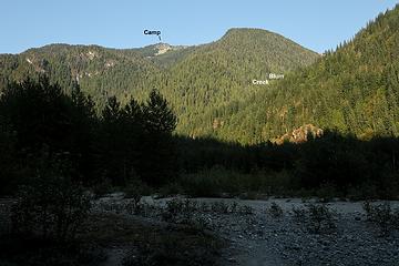 Looking  a mile uphill from the parking lot to our campsite