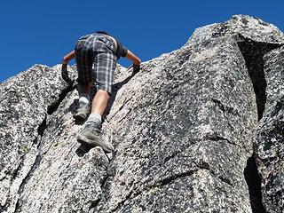 Yumi climbing up Enchantment