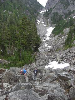 Starting up the gully