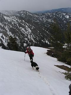 Heading up the steepening ridgeline at about 5700 ft