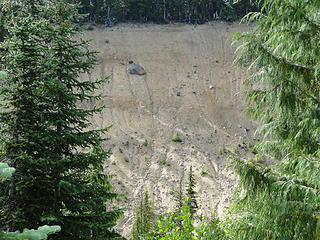 Eroding hillside across river on Glacier Basin trail.