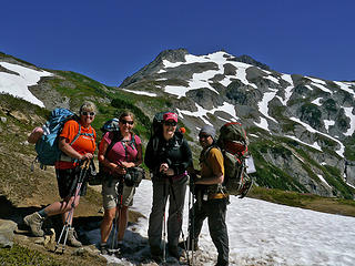 Nwhikers.net 
Sort of like running into Dorothy and her entourage on the way to Oz. 
Sahale Arm 7/27/13