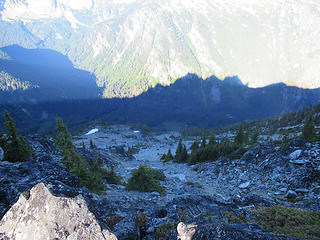 looking back down the route