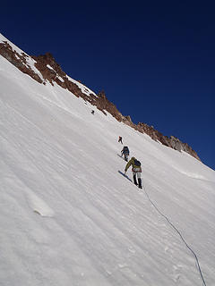 Heading towards steep chute