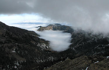 Cloud filled valley off to the east