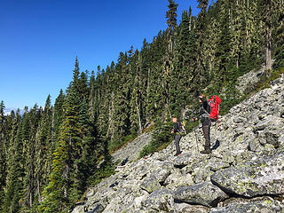 Talus field before the descent on the Blum Access Route
