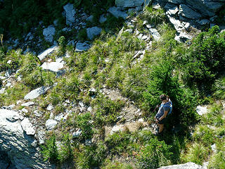 Darlene contemplating the way down