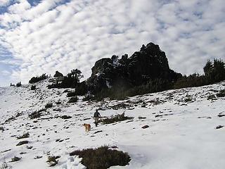 Barry and Gus heading towards summit block