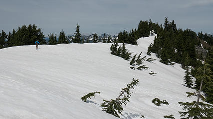 Walking the summit ridge to the high point