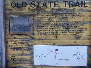 Old Stage trailhead. This was a once proposed highway across the mountains.