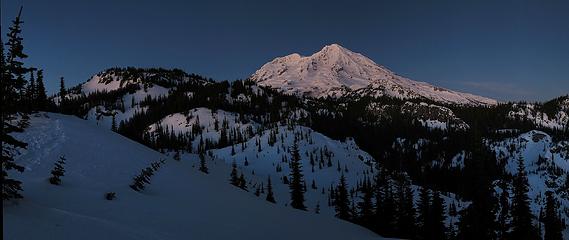 Last view of Ararat & Rainier while hiking out after sunset