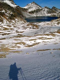 My shadow bidding farewell to Upper Ice Lake