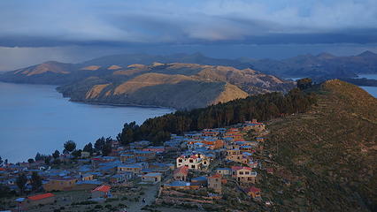 This was my favorite from the island; last rays of sunset light glow on the village on Isla del Sol