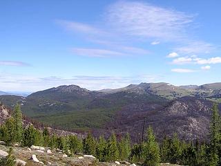 Burn line running north/south towards Rock