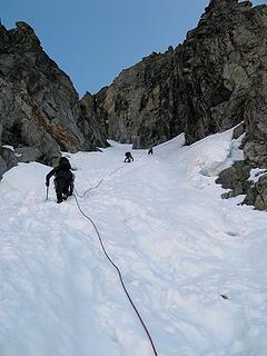 Starting up the gully