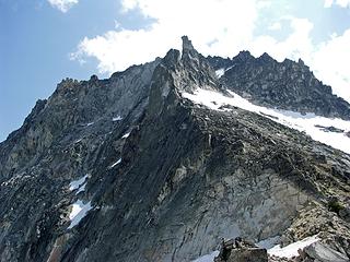 Upper section of the snowfield on Dragontails  SW side.