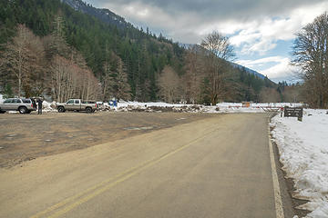 Gated Olympic Hot Springs Road at Madison Falls parking area