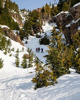 climbers approaching the winter route