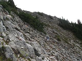 traversing the west side of the ridge
