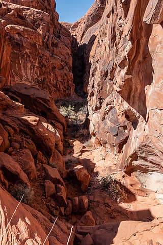 looking up canyon from the top of the third obstacle. bypassed on the left