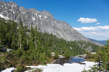 Bears Breast and the infinity tarn at Dutch Miller Gap