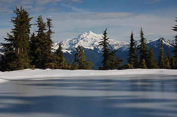 Glacier Peak over frozen tarn