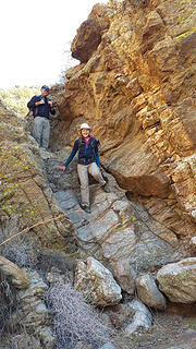 Dane & Pamela coming down the biggest of the dry falls