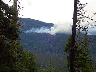 A fire above Cooper Lake we noticed on the way down.