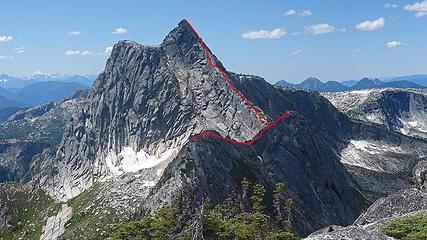 the route over the bumps and up needle peak