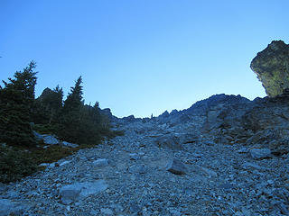 last bit of talus to the col