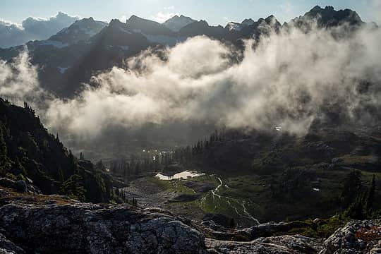 dinner spot view: lower queets basin & olympus