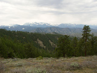 View off North Ridge of Teanaway Peaks, Ingalls Basin, Stuart Range, Icicle Ridge etc...