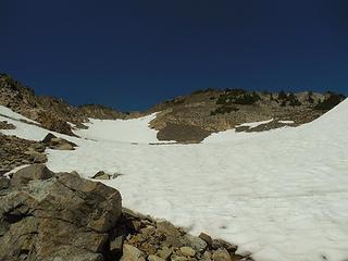 the final slope up in the upper summit bowl