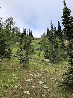 Heading up to the ridge above the lake