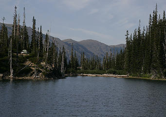 Our camp above Moose Lake in the Grand Valley, Olympic National Park, Washington.