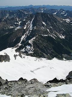 Looking down to Mary Green Glacier, Holden Pass, & Martin