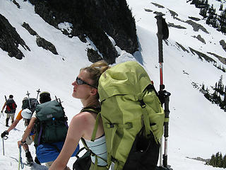 Steep descent from La Bohn Lakes