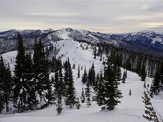 Looking back down the ridge on the descent from Ignoble Knob.