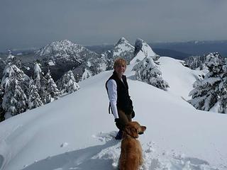 Gus and the Driver looking to the East from the summit of Higgins March 2010